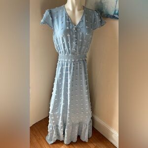 Elegant Sky Blue Button-Down Dress